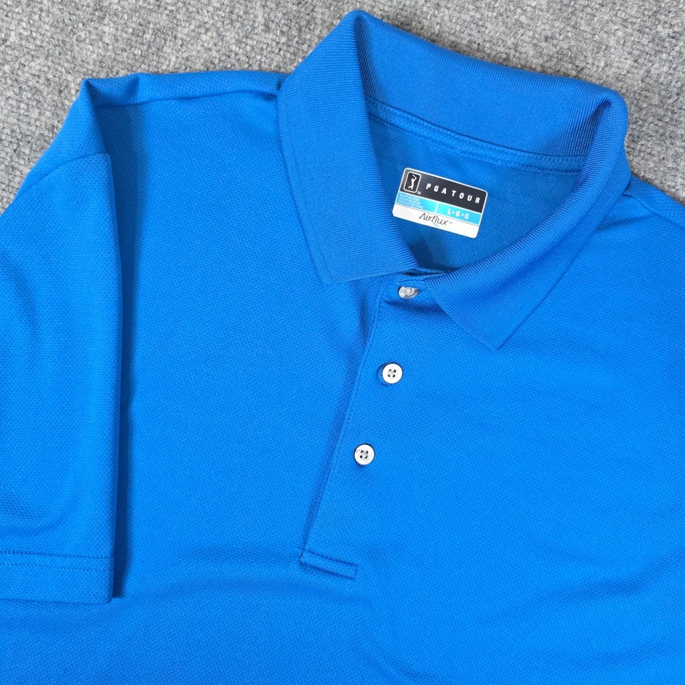 PGA TOUR Airflux Men's Blue Golf Polo Shirt L-G Airflux Short Sleeve